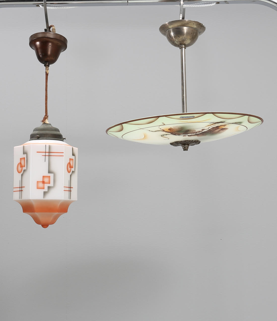 TAKLAMPOR, 2 delar, glas, 1900-talets mitt.