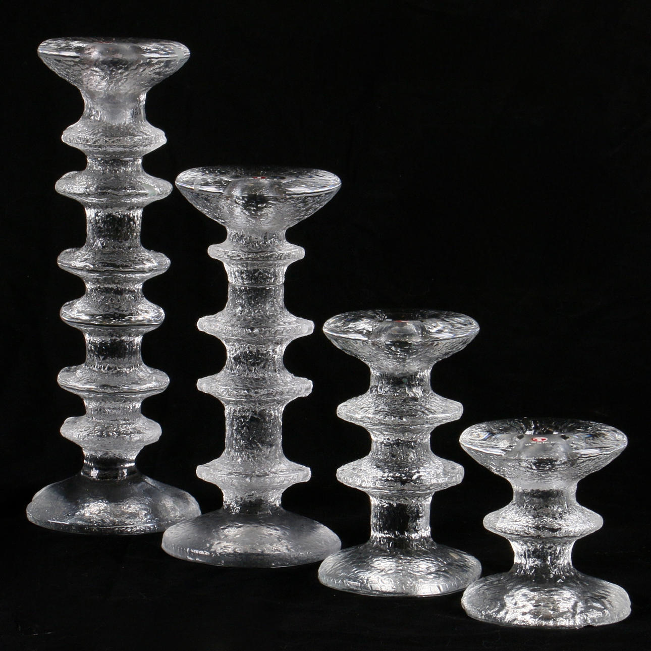 LJUSSTAKAR, 4 st. Glas, "Festivo", Timo Sarpaneva, Iittala, 1900-tal.