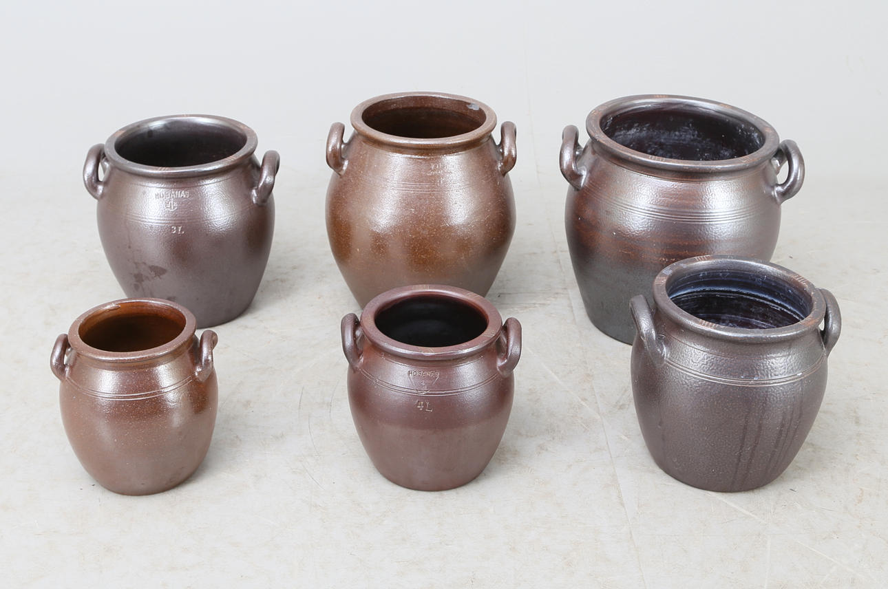 KRUS, 6 st, keramik, bland annat Höganäs, 1900-tal.