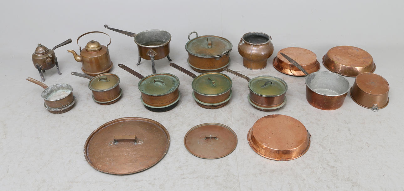 SAMLING KOPPARFÖREMÅL, ca 14 st, 18/1900-tal.