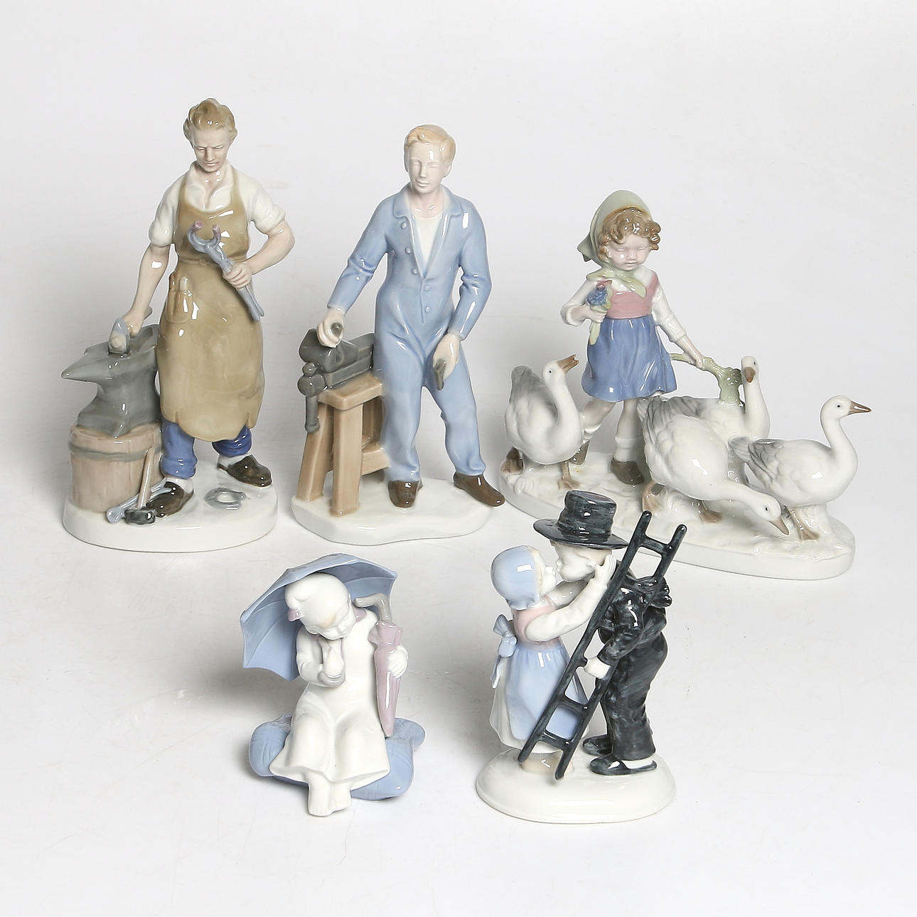 FIGURINER, 5 st porslin, Tyskland, 1900-talets mitt.