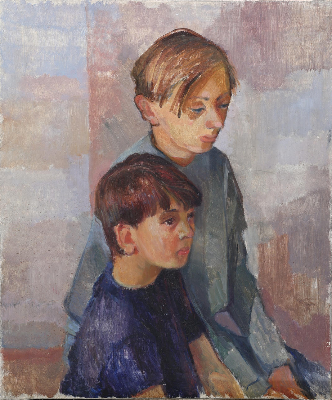 MONICA BRATT. Oil on canvas, child portrait, unsigned.