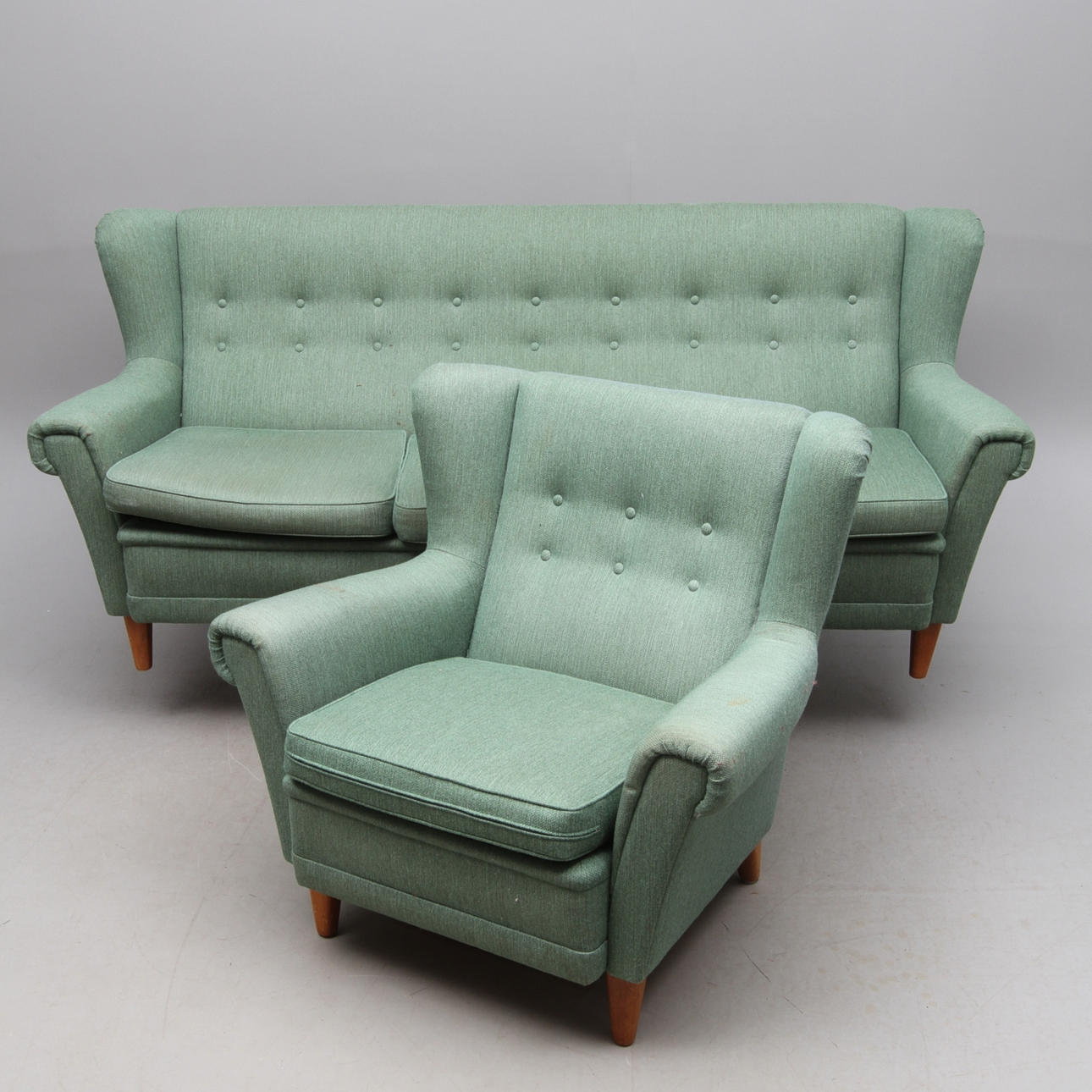 SOFFA , FÅTÖLJ, Dux, Ljungs Industrier AB, Malmö, 1900-talets mitt.