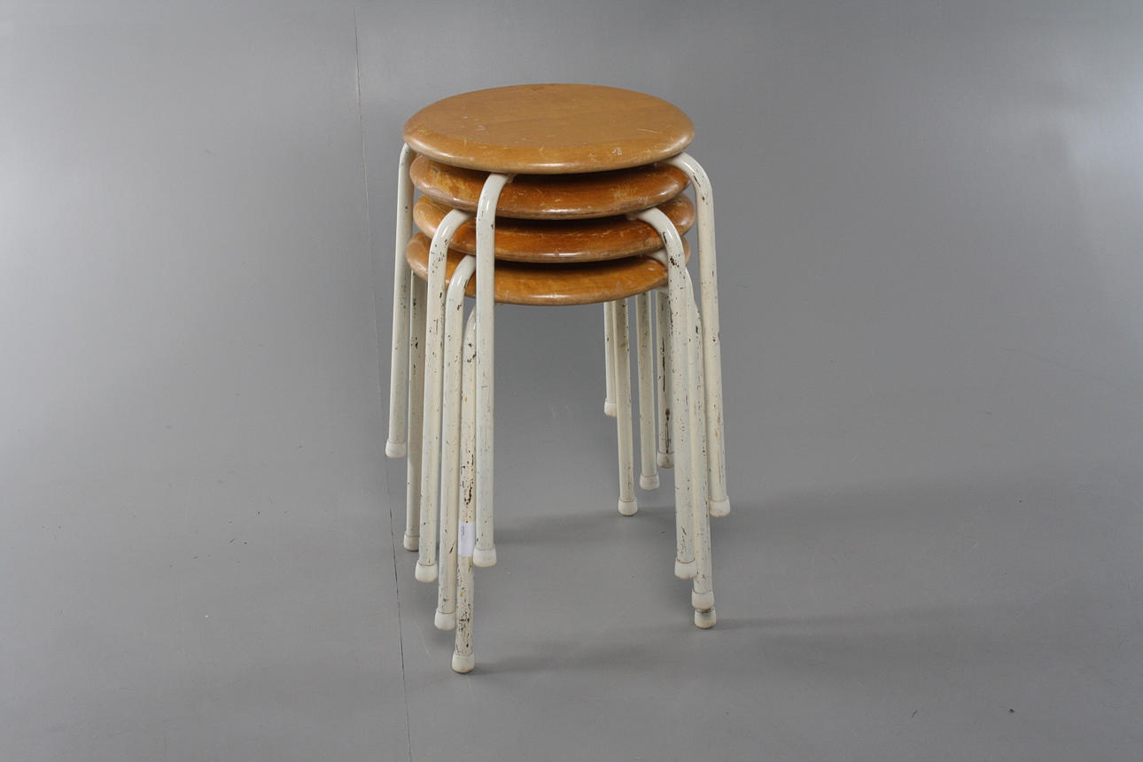 PALL, 4 st, metall och teak.