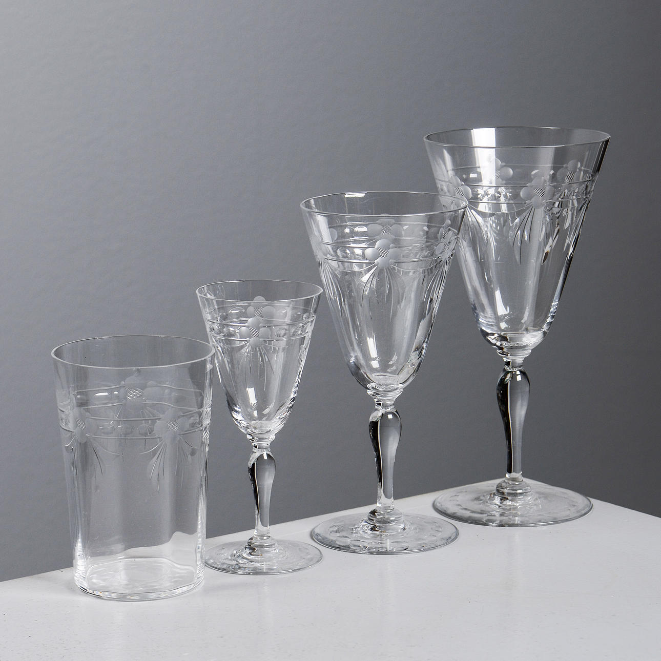 A 40-piece glassware set, second part of the 20th century. Glass ...