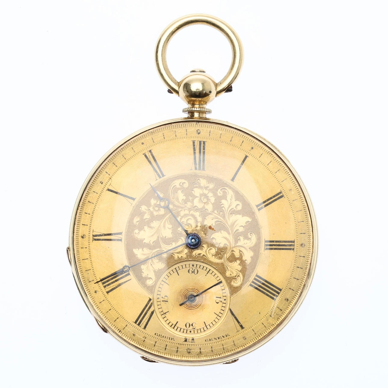 18CT GOLD GROHE OPEN FACE POCKET WATCH.