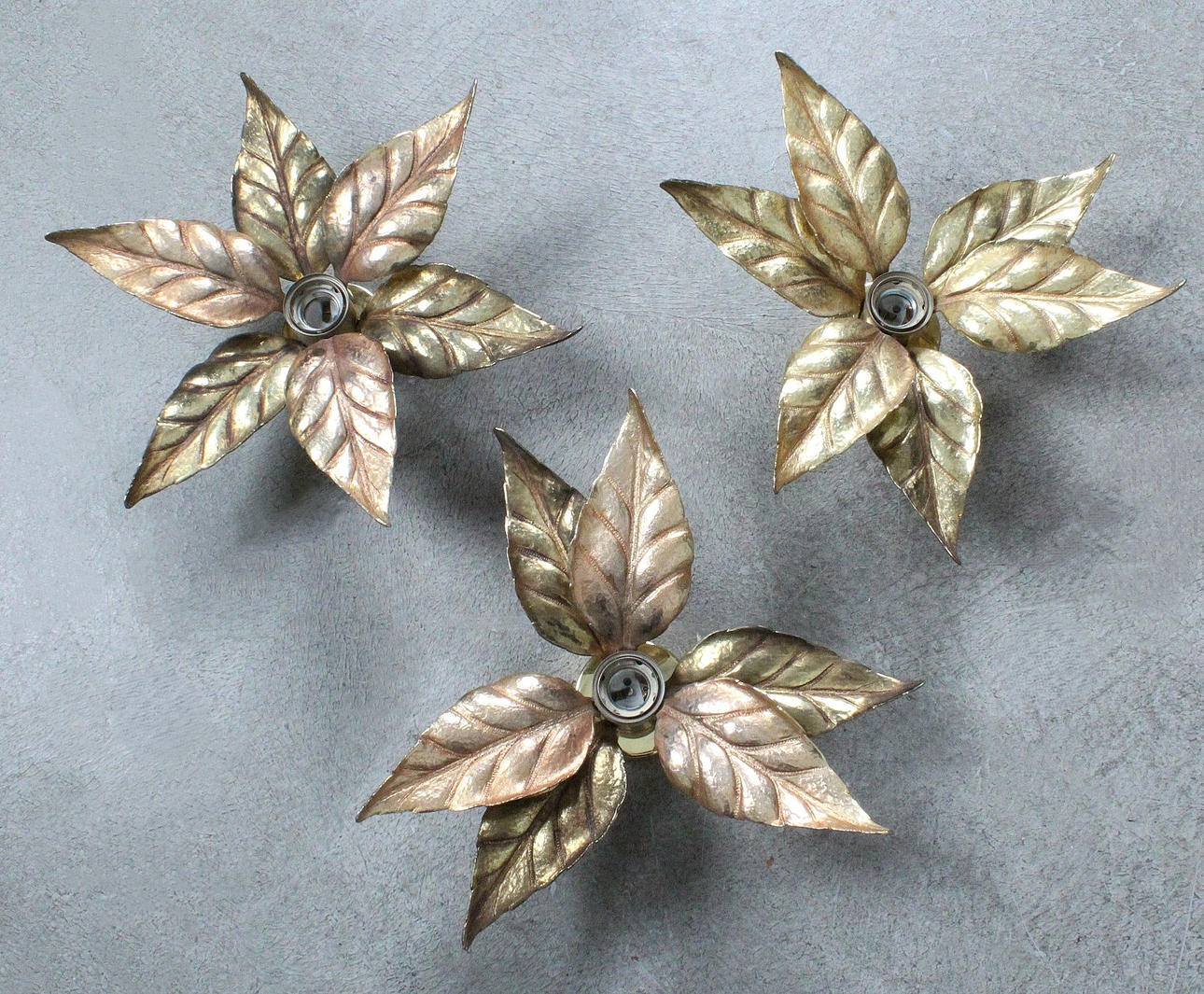 WILLY DARO. Massive Lighting, set wall lights/ceiling lights, brass, Belgium, 1970s.