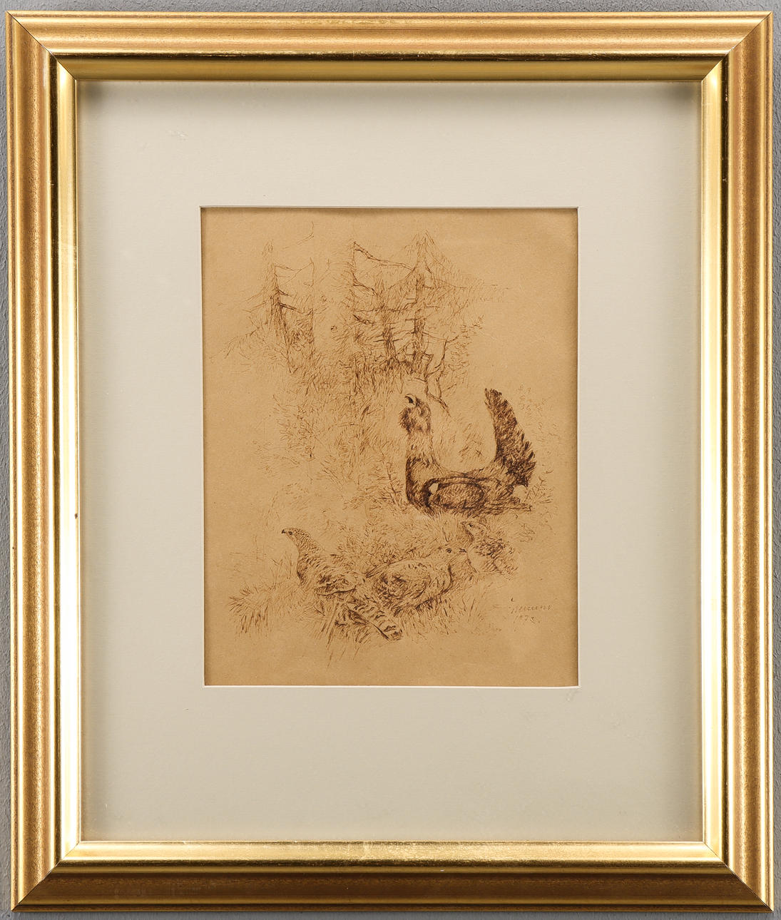 HARALD GRENARD drawing, signed.