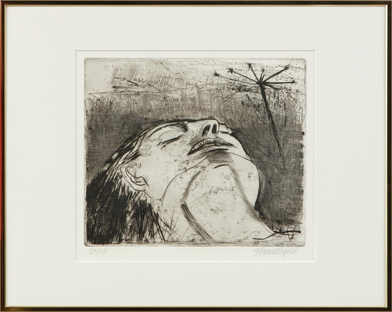 HANS WIGERT. Composition with head, etching, signed and numbered 27/110.