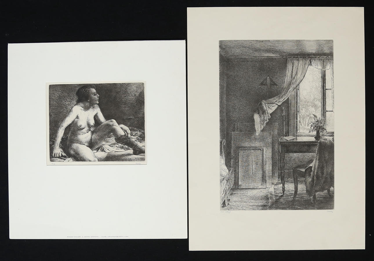 FOLKE GULLBY. etchings, 2 pieces, signed.