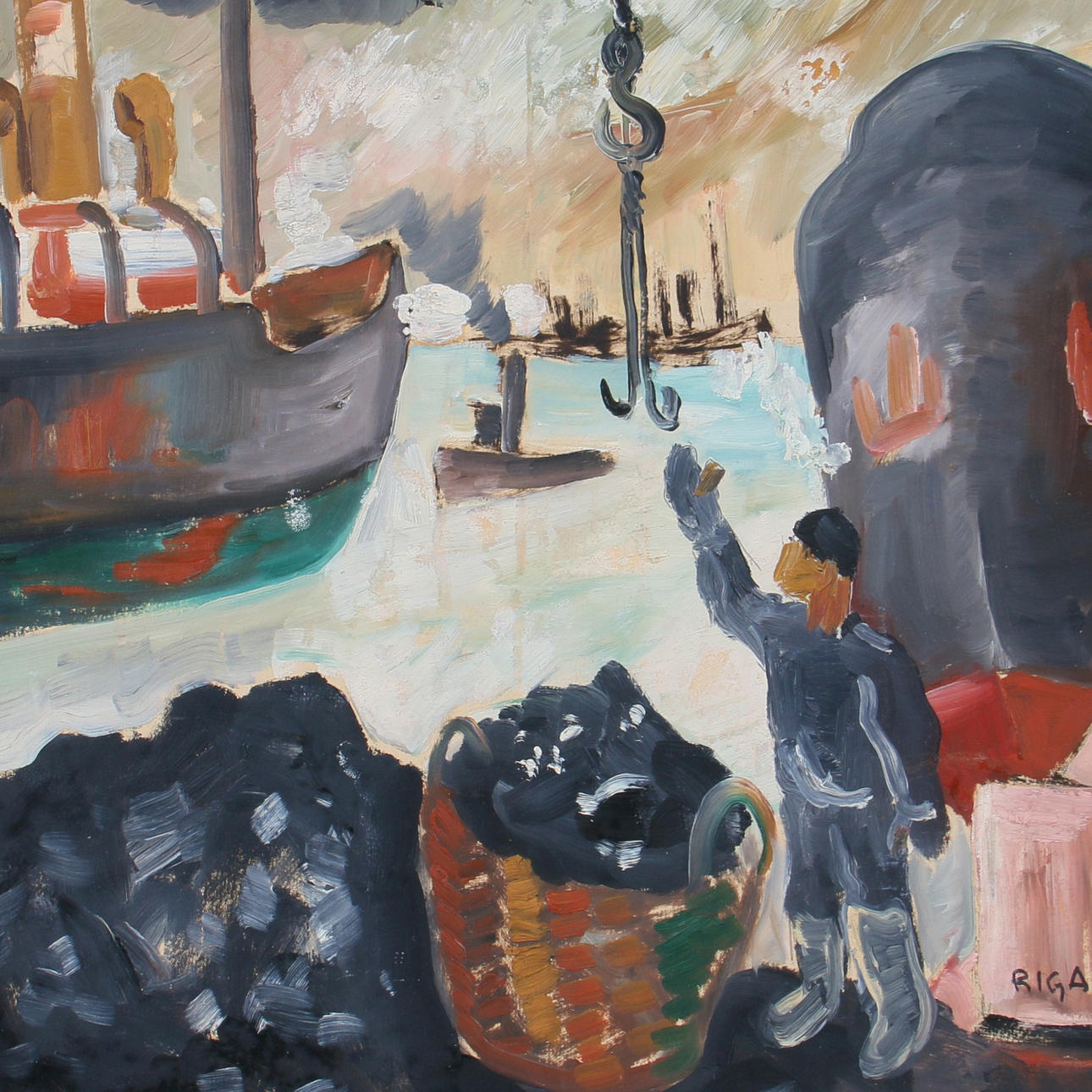 SVEN ERIK STORM. Olja på pannå, "Riga", signerad.