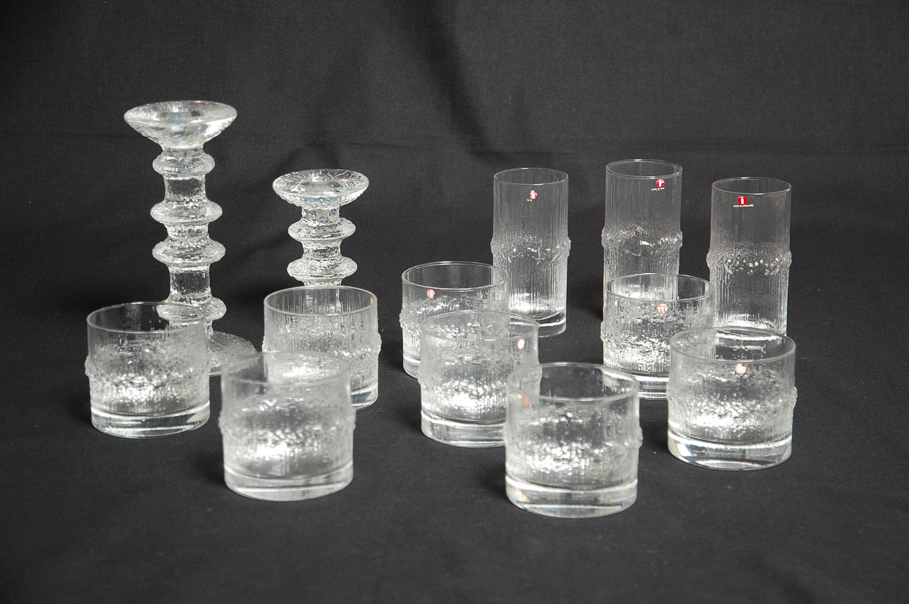 GLAS, LJUSSTAKAR, 13 delar, Tapio Wirkkala, Timo Sarpaneva iittala.