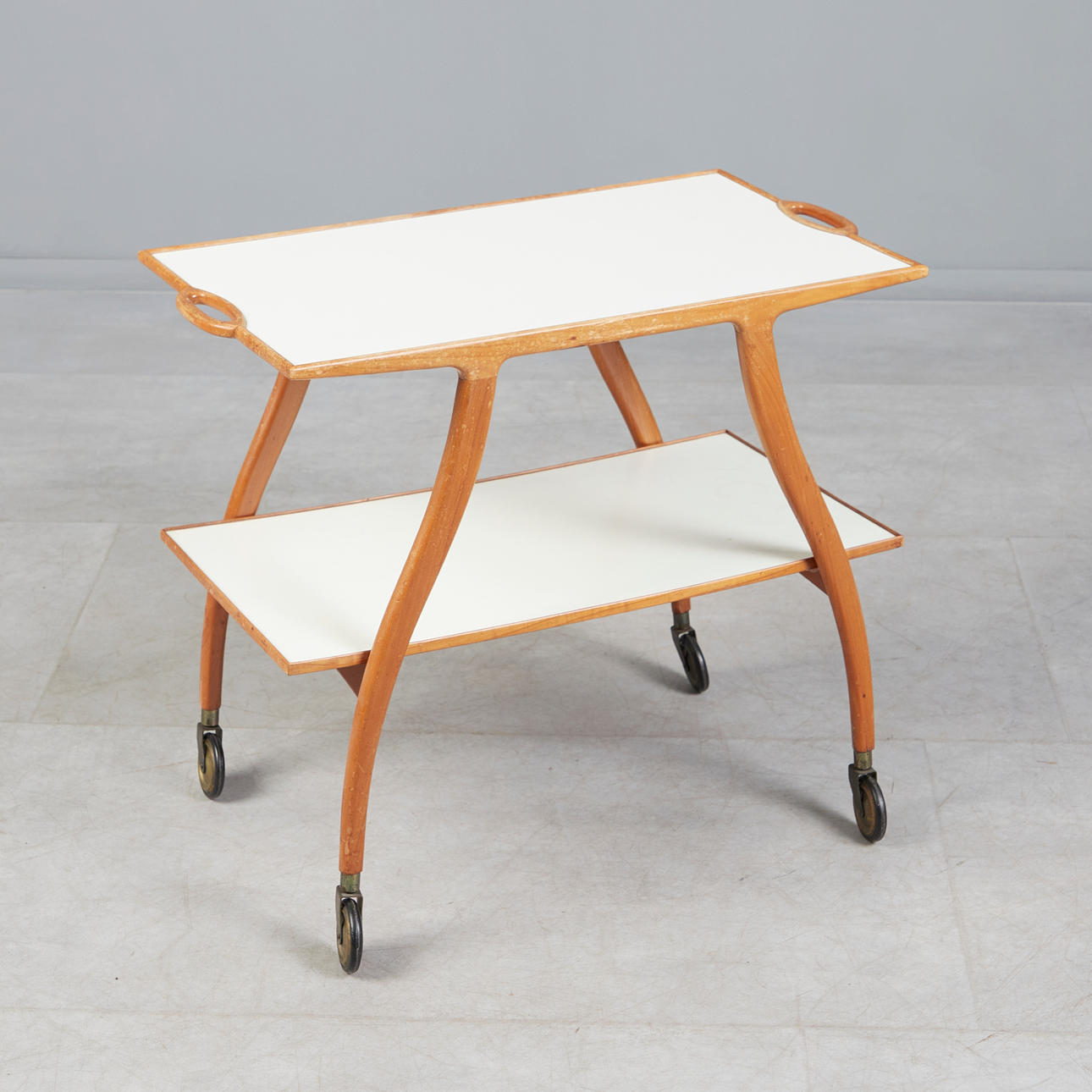 Trolley/Serving trolley, wood, Formica, 1950s.