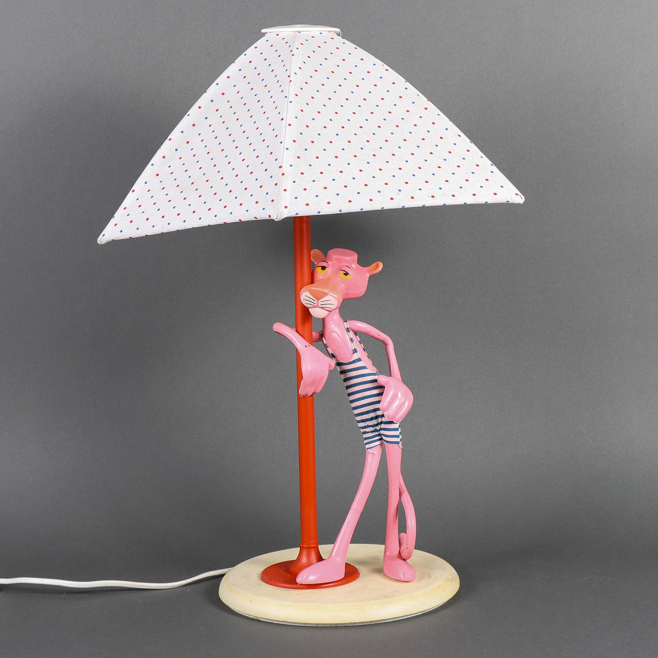 Tischleuchte mit Kunststoffsockel, Pink Panther.