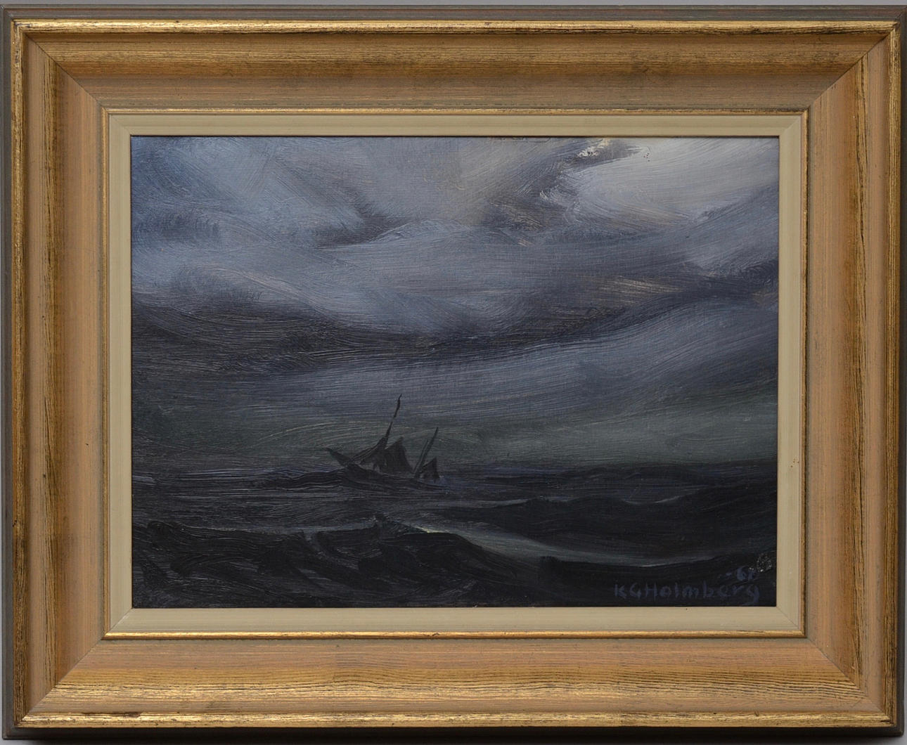 KG HOLMBERG. Barcos en mares tormentosos.