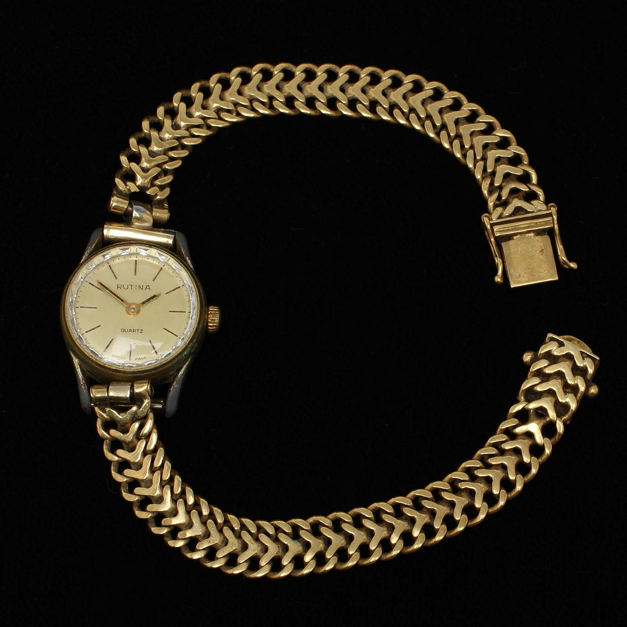 ARMBANDSUR, dam, Rutina, quartz, boett gulddouble, armband 18k guld.