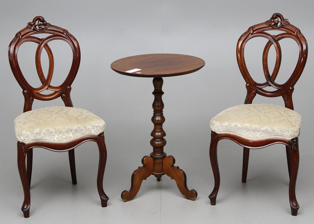 STOLAR, 1 par, samt PELARBORD, nyrokoko, 1800-talets slut.