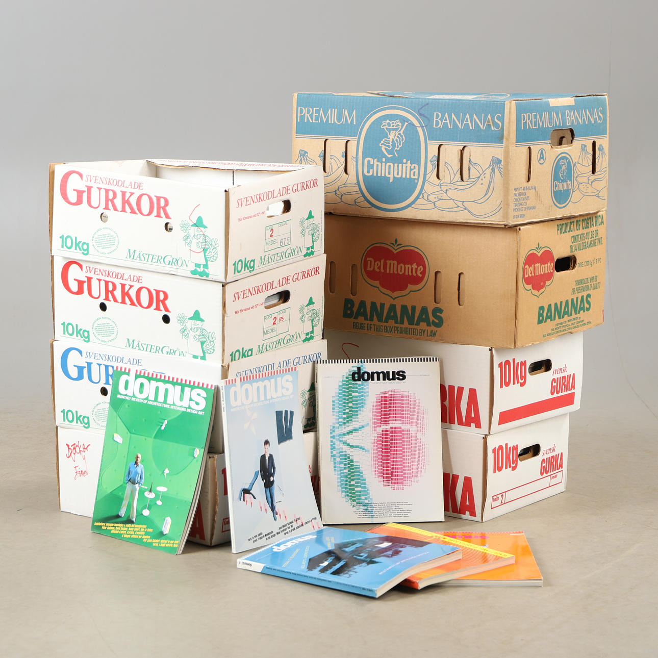 MAGAZINES, “Domus”, 8 boxes, Italy. 1990s.