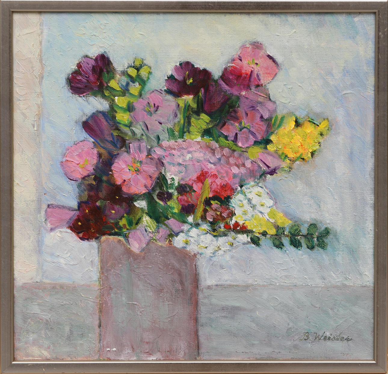 BERIT WEISTER. FLOWER STILL LIFE, signed.