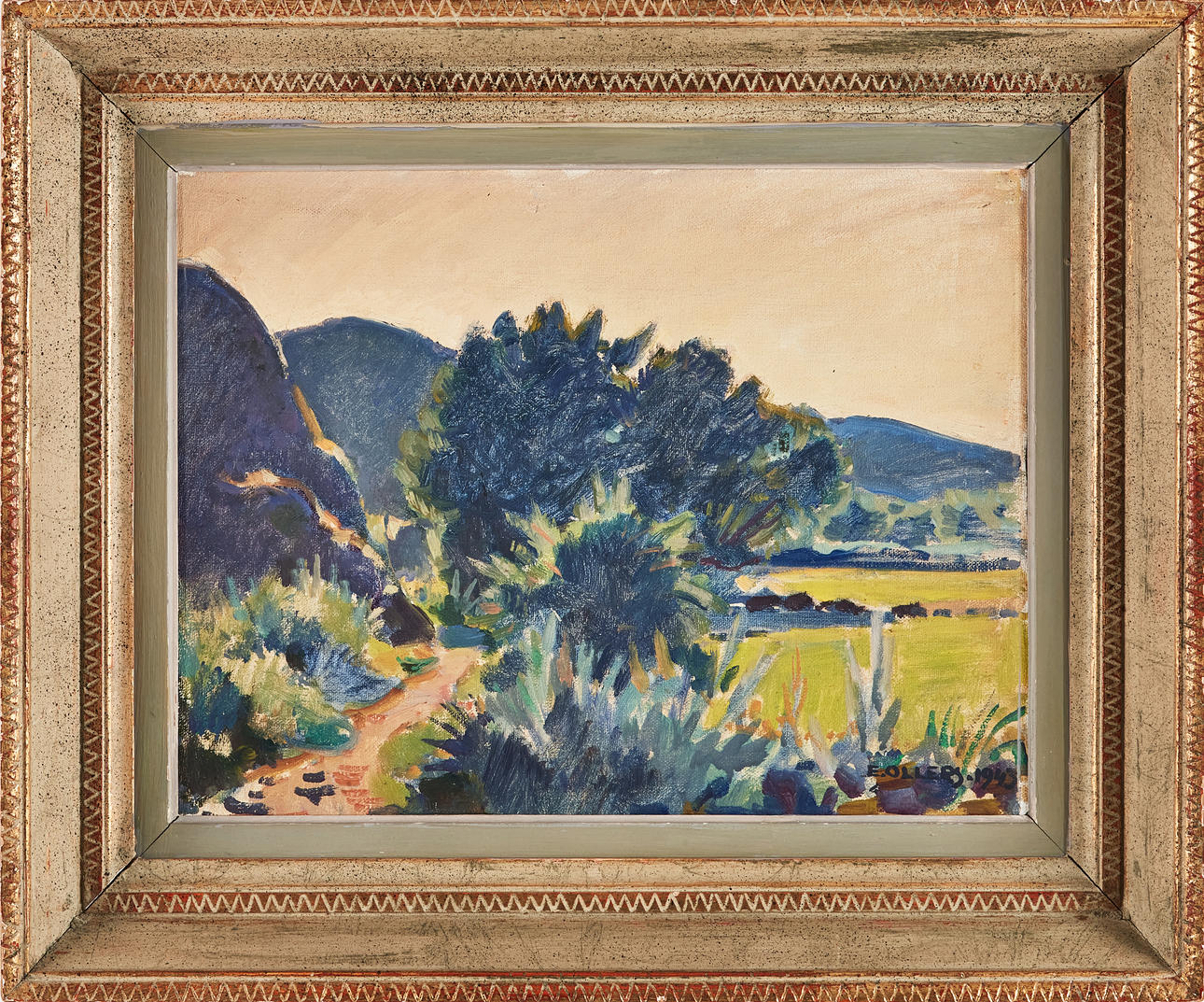 EDVIN OLLERS. Landscape, oil on panel, signed, dated 1943.