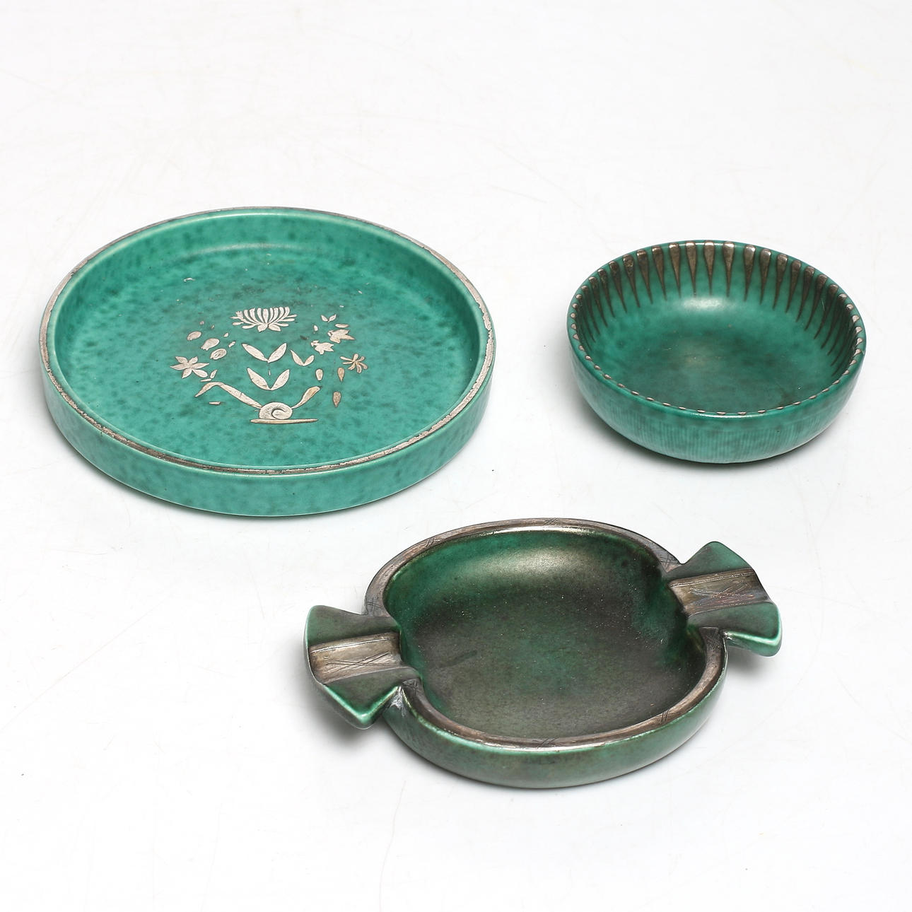 FAT, 3 st, stengods, "Argenta", Wilhelm Kåge, Gustavsberg, 1900-tal.