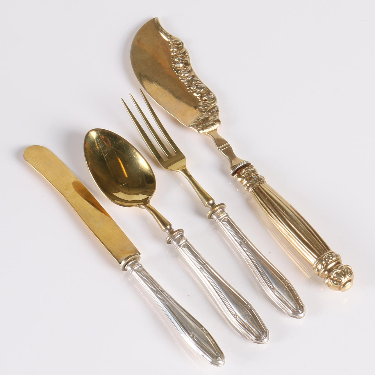 BESTICK, 4 delar, silver, delvis Gustaf Möllenborg, 1840.