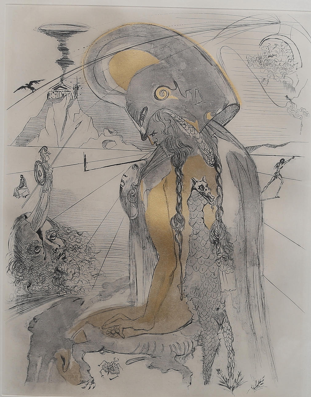 SALVADOR DALI. Etching, signed and numbered 115/150, dated 1965.
