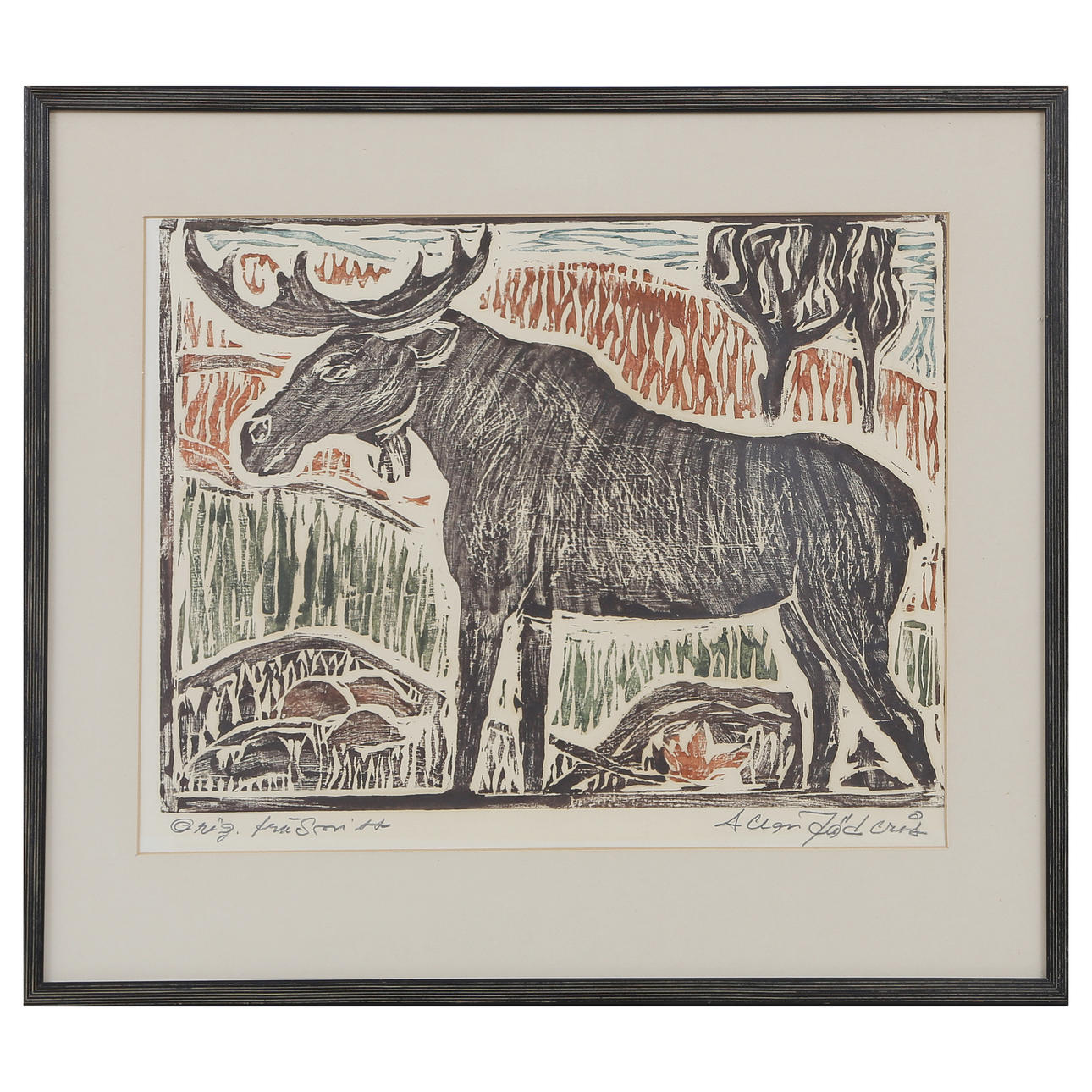 ALLAN JÄDERÅS. XILOGRAFÍA «ALCE», FIRMADA.