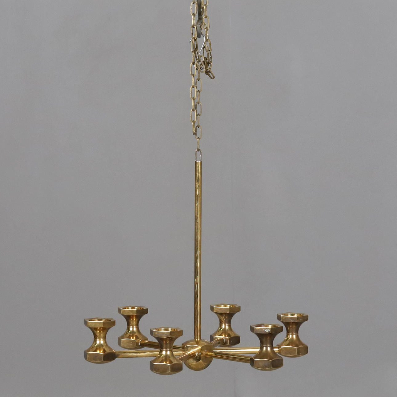 A brass chandelier, Gusum, 1979.