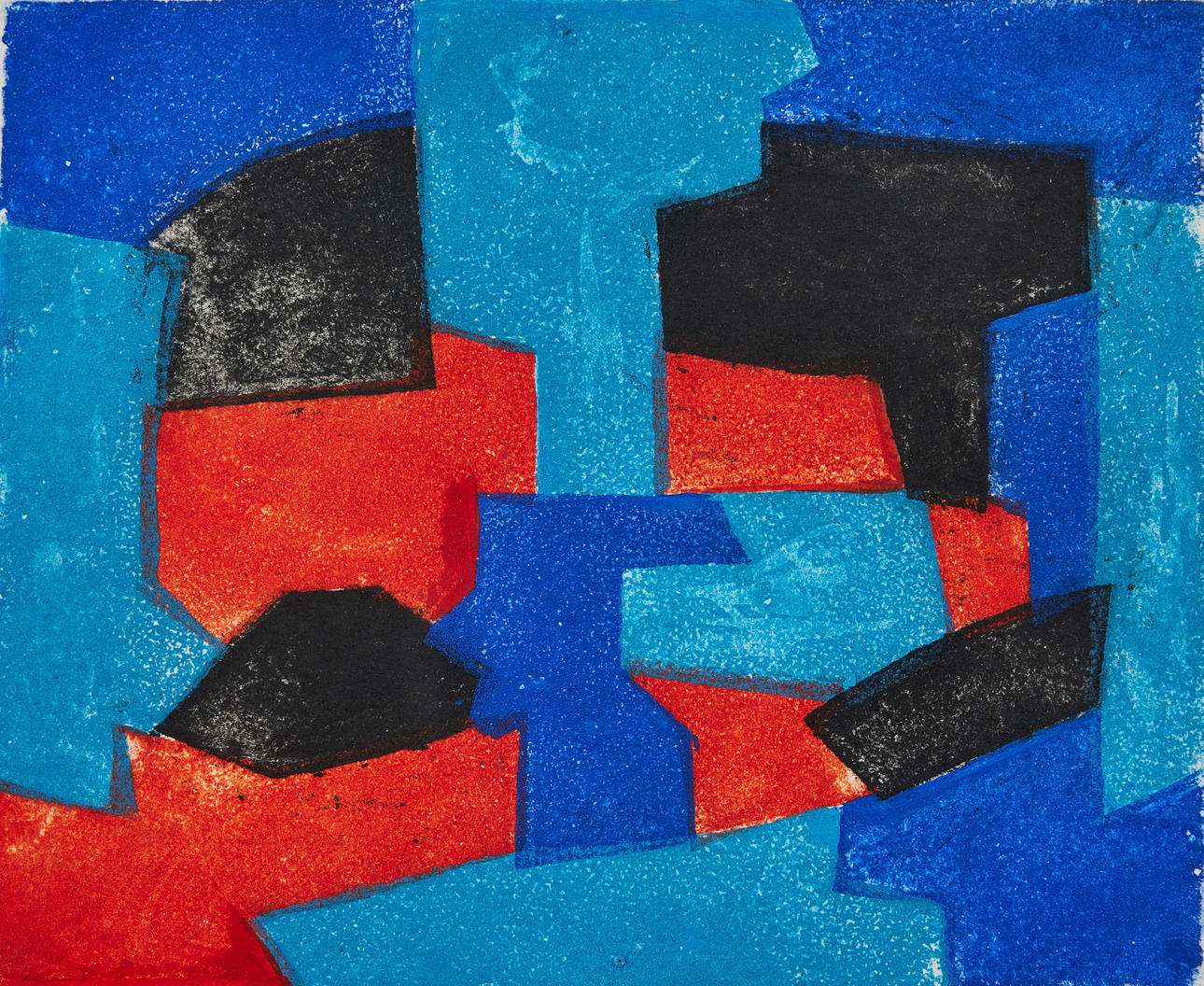 SERGE POLIAKOFF. “Composition bleu, rouge et noir”.