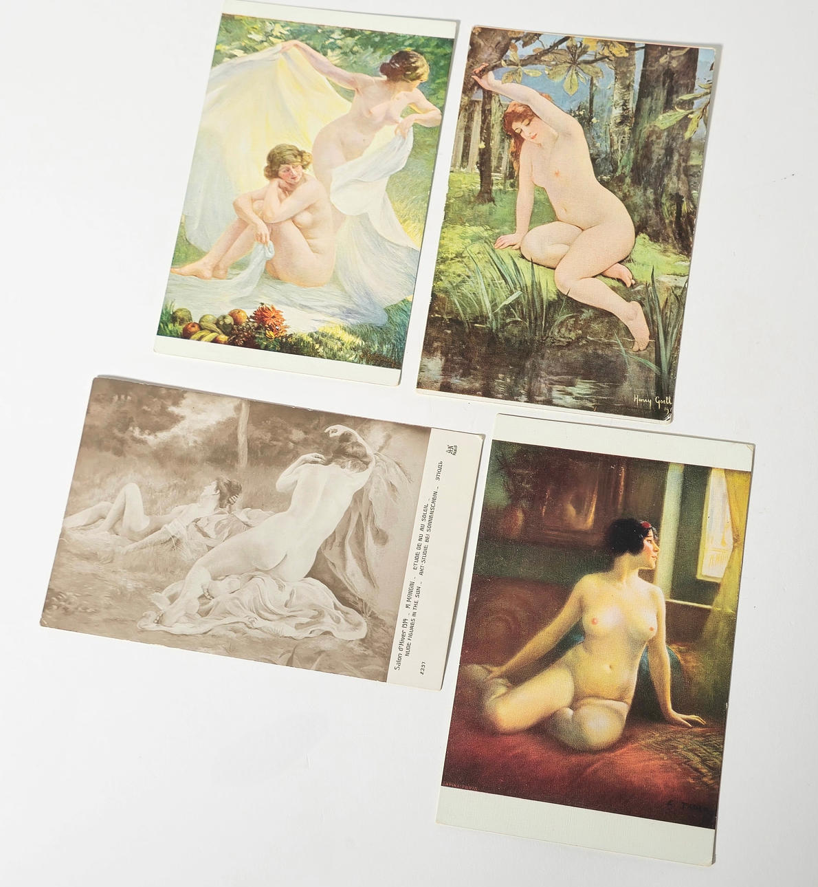 VIER EROTISCHE POSTKARTEN PARIS 1912-1914.