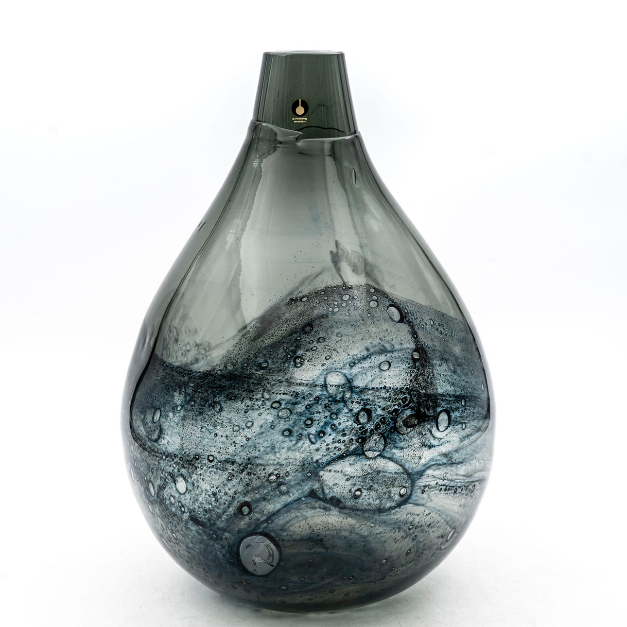 EVA ENGLUND. A glass vase, “Eldlek”, Pukeberg, signed Eva Englund 1966.