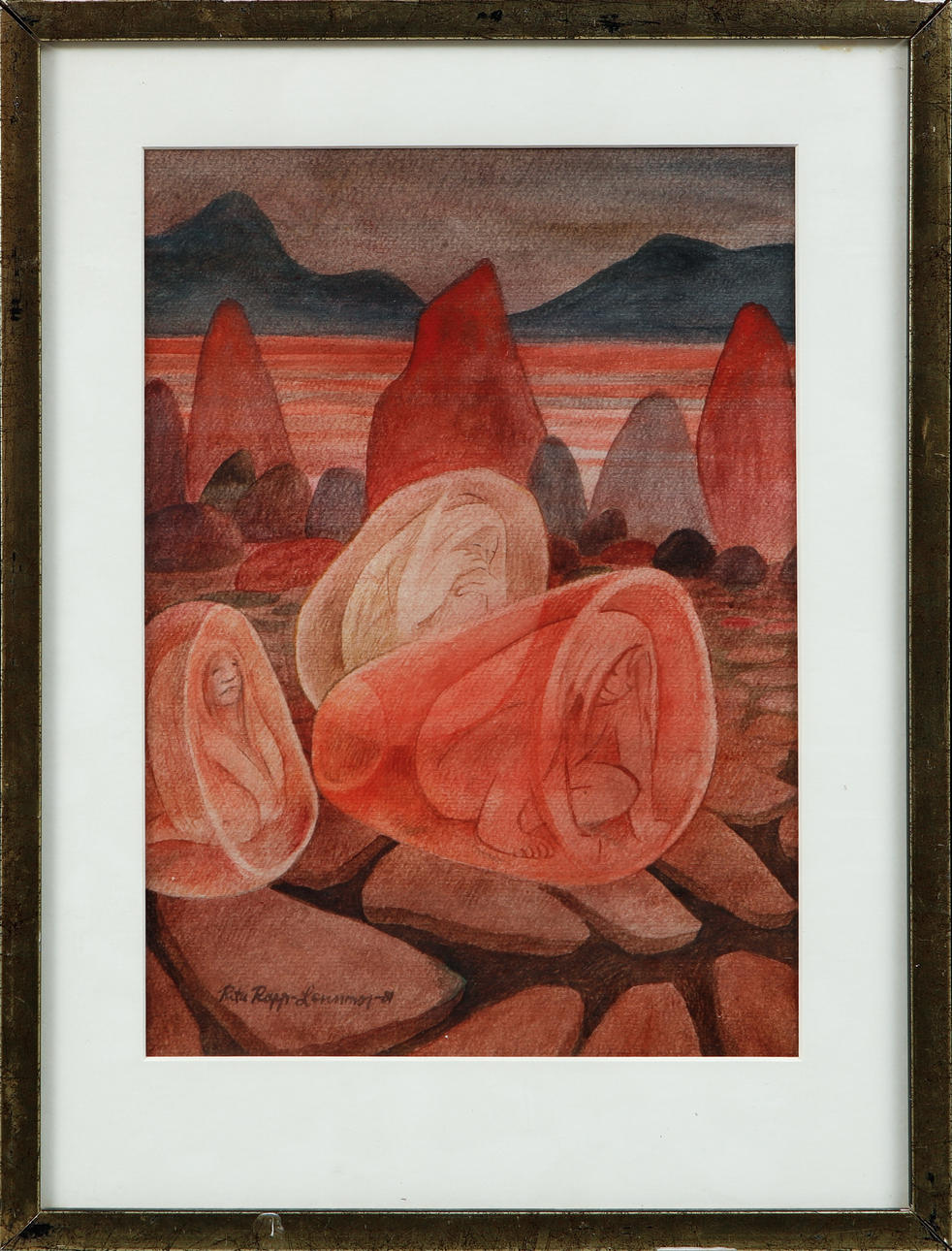 RITA RAPP-LENNMOR. Figure composition, watercolour, signed and dated -81.