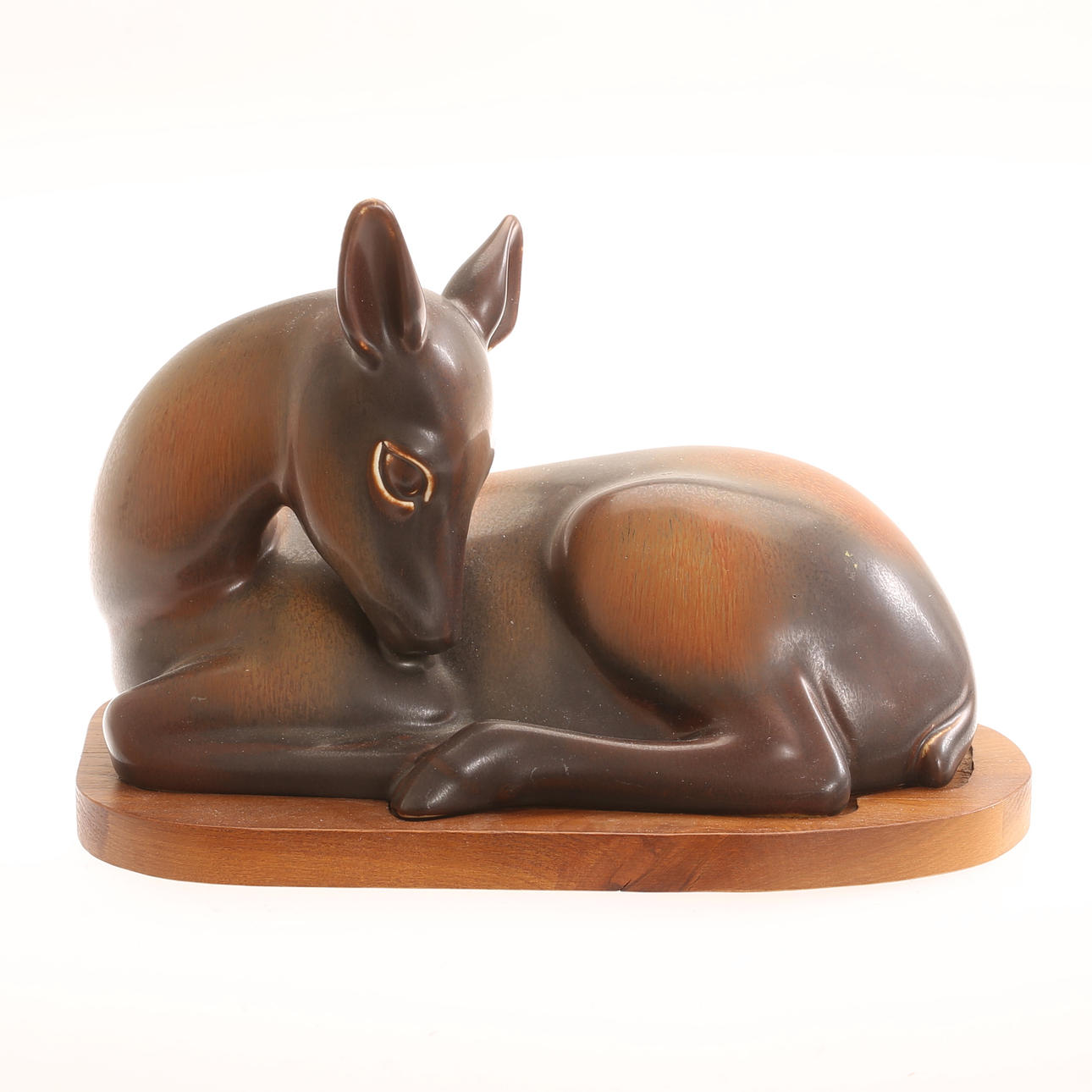 GUNNAR NYLUND. Figurine, stoneware, deer, signed, Rörstrand.