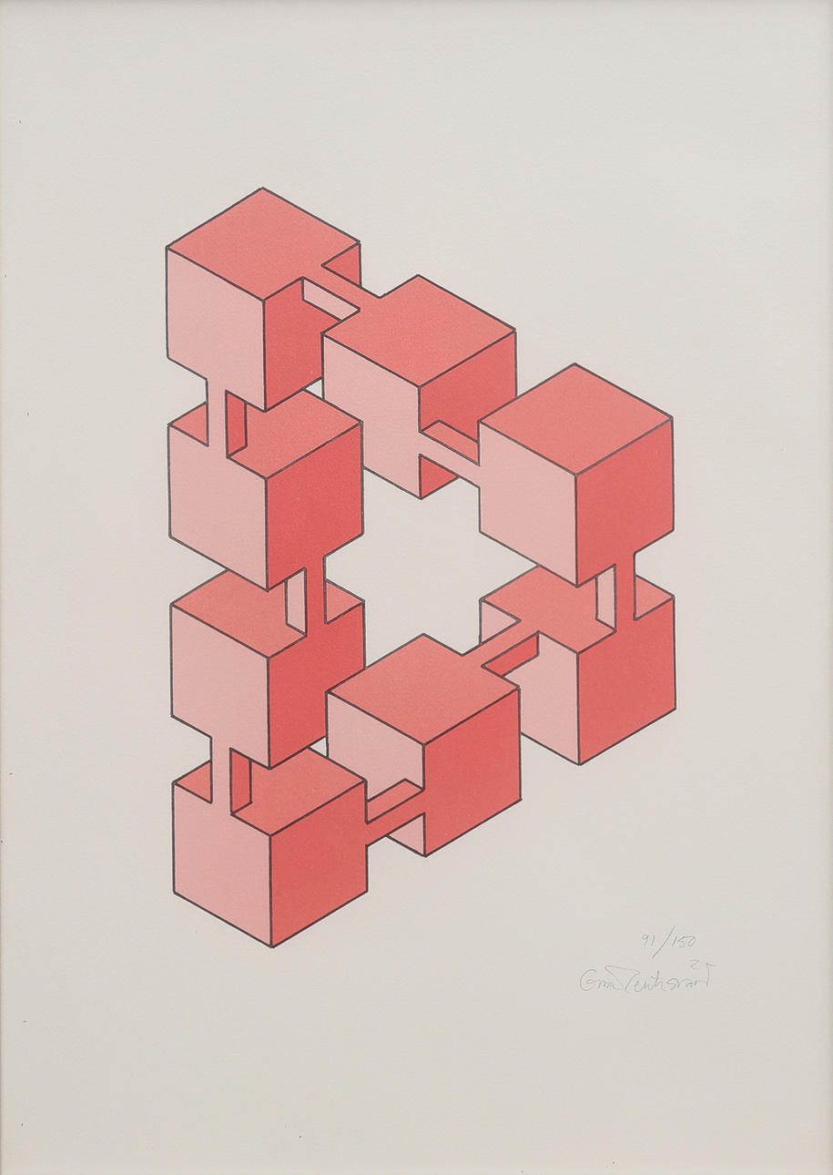 OSCAR REUTERSVÄRD. UNMÖGLICHE FIGUR, FARBLITHOGRAPHIE.