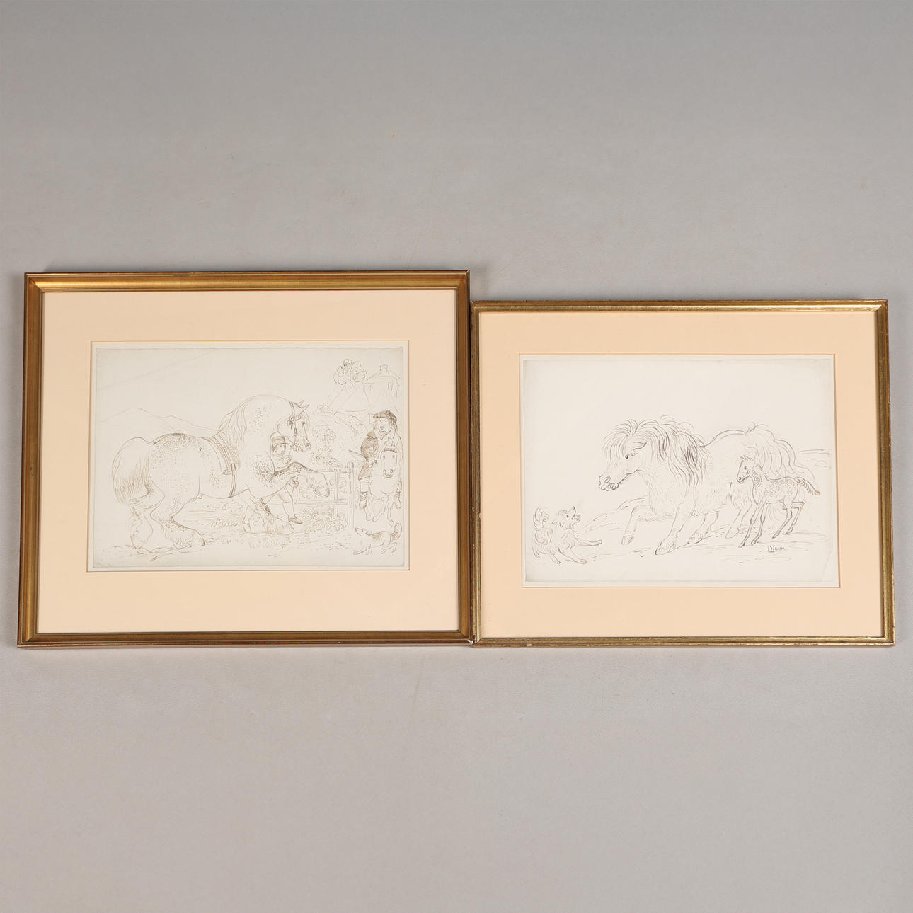 A PAIR OF PEN AND INK DRAWINGS, SIGNED HOWE (2). Art - Drawings - Auctionet
