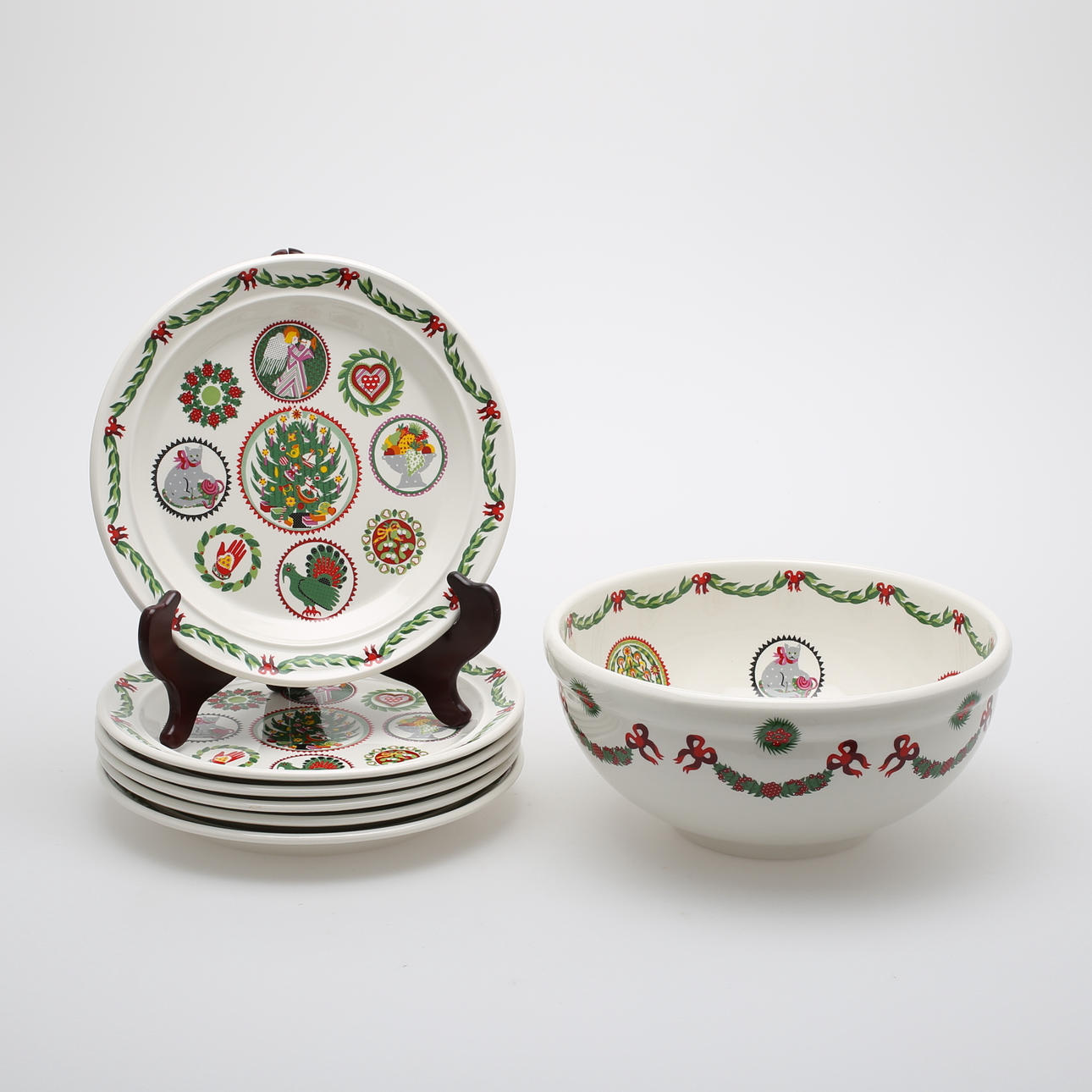 GRÖTSKÅL samt TALLRIKAR, 6 st, julmotiv, Portmeirion, Susan Williams - Ellis, England.
