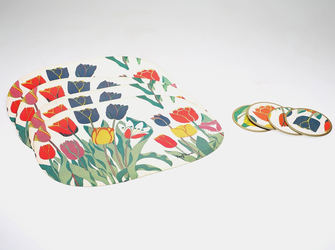 UNDERLÄGG OCH COASTERS, 8 st (4+4), Josef Frank, Svenskt Tenn.