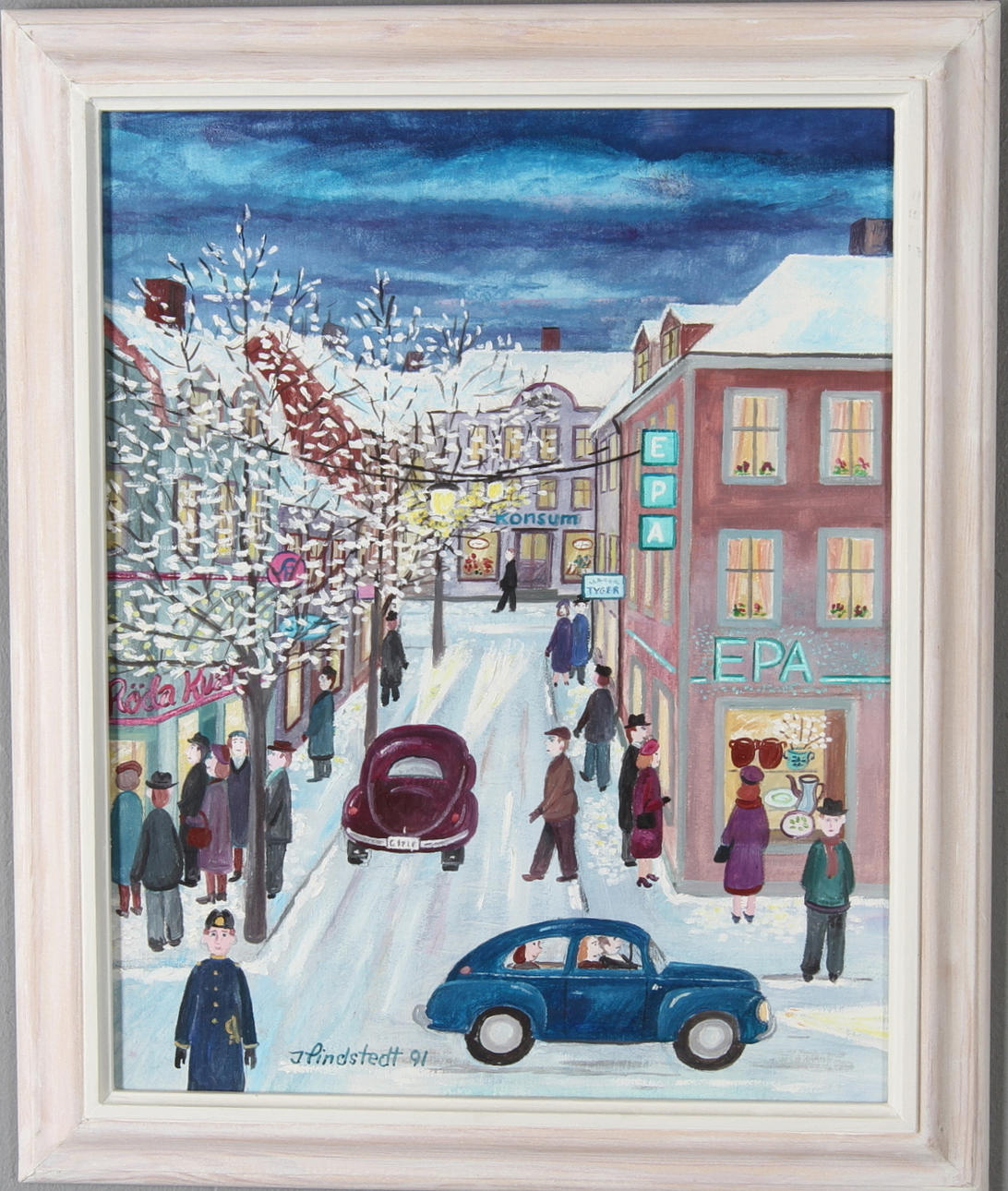 INGE LINDSTEDT. "Nysnö", olja på pannå, signerad och daterad -91.