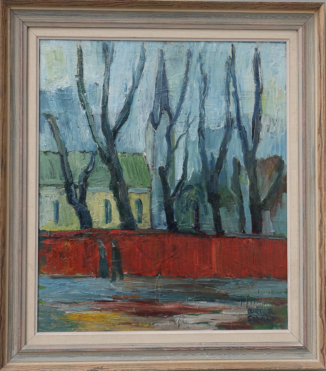 BIRGER STRÅÅT. "Linköpings domkyrka" Olja på pannå, signerad.