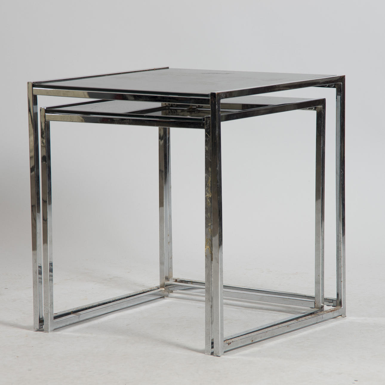 SATSBORD, 2 delar, krom/glas, 19/2000-talet.