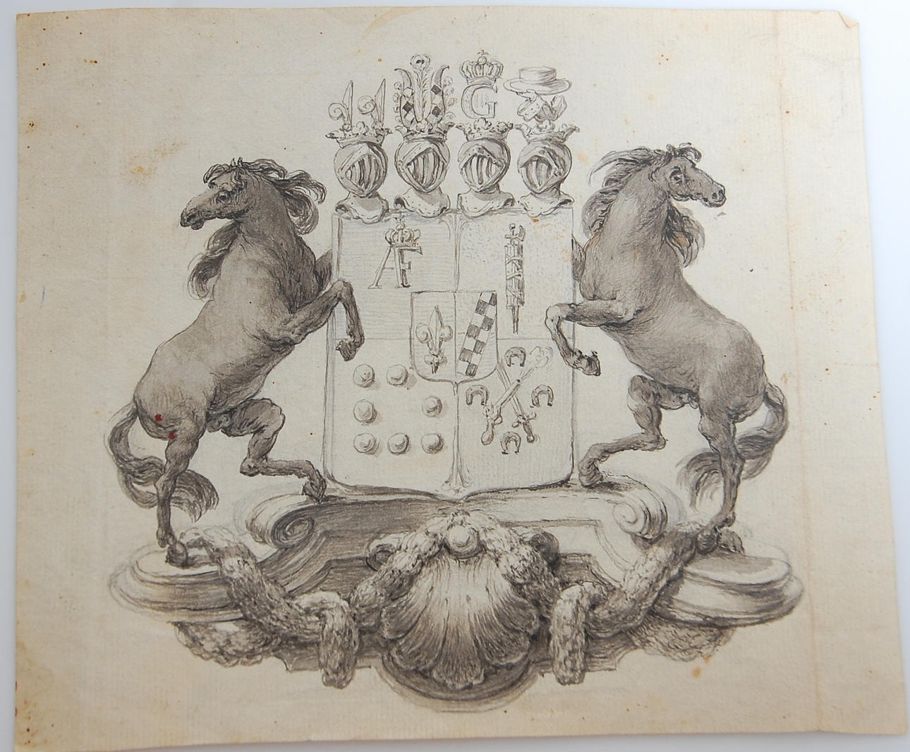 AKVARELL, Beck-Friis ska Friherrevapnet, proveniens Börringe Kloster.