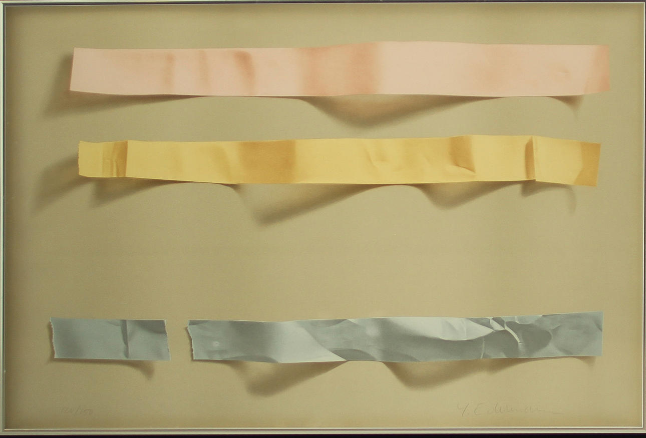 YRJÖ EDELMANN. Pappersremsor, färglitografi, signerad och numrerad 120/150.