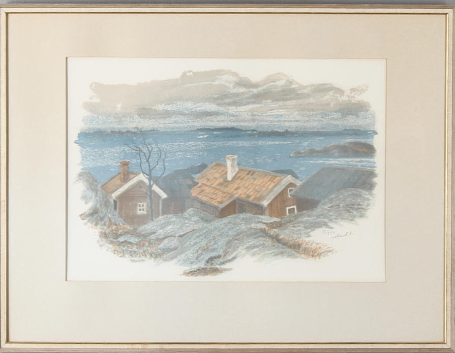 ROLAND SVENSSON. "Höst Bullerö", litografi signerad och numrerad 13/350.