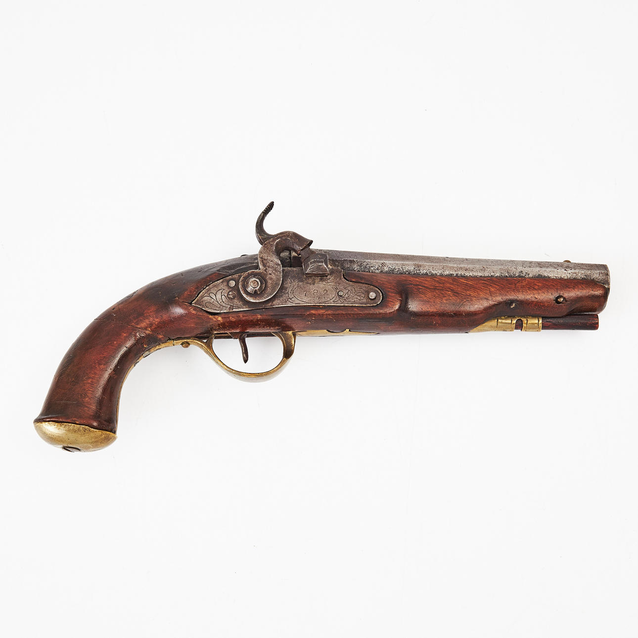 A Swedish flail lock pistol, from the middle of the 19th century ...