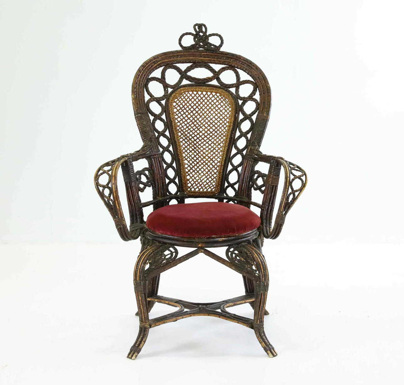 A wicker chair, rattan, late 19th century.