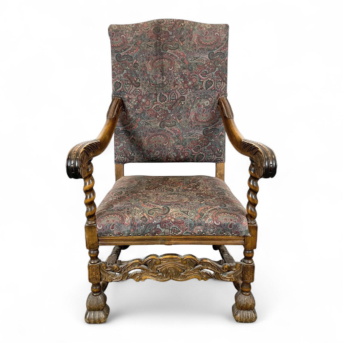 KARMSTOL. Barockstil, ek, 1900-tal.