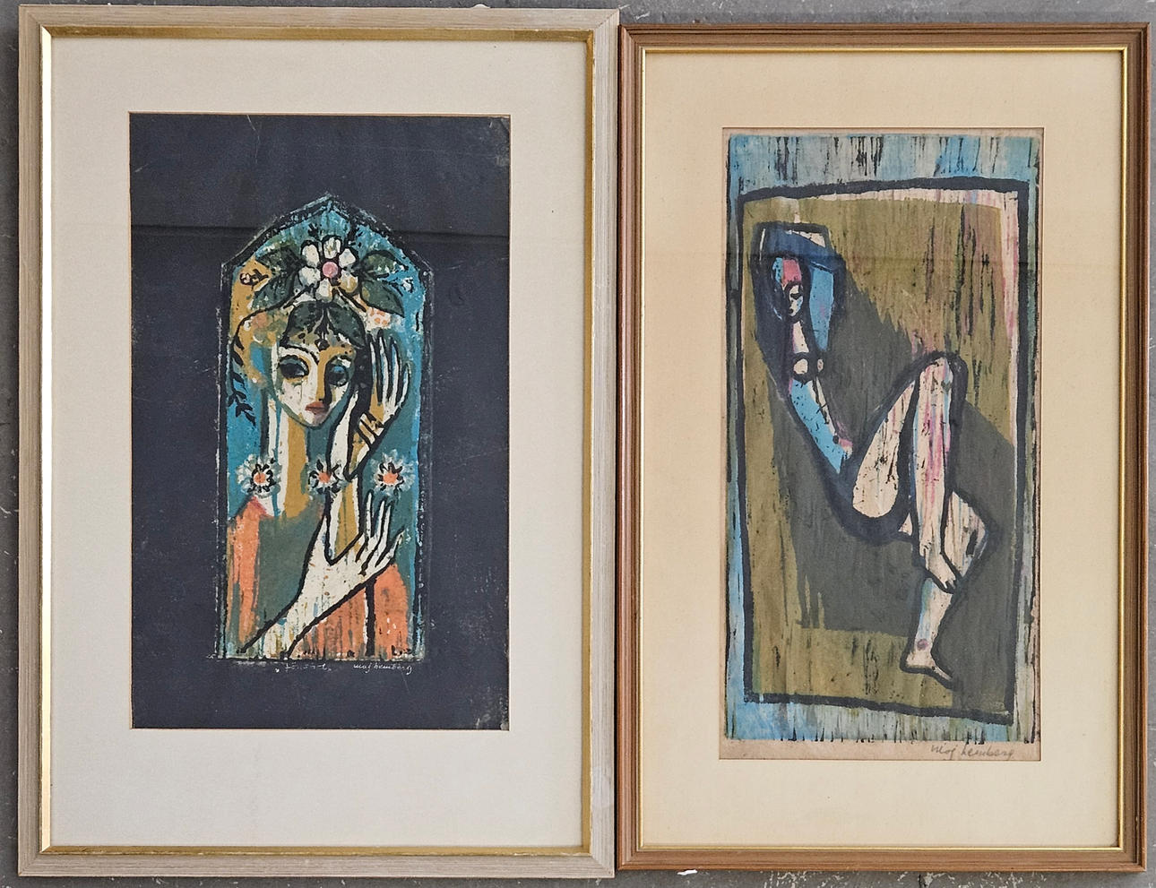 MAJ HEMBERG. Linoleum cut, 2 pieces, signed.