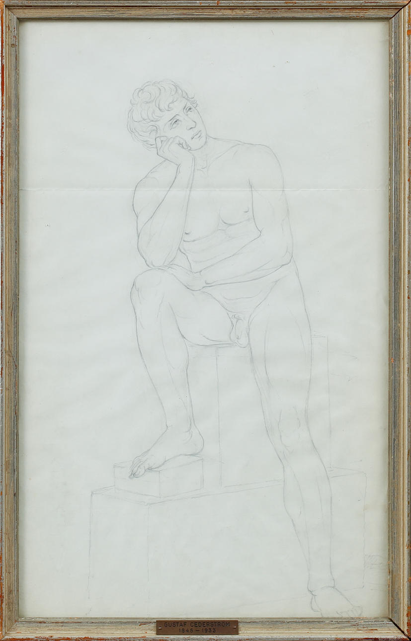 GUSTAF CEDERSTRÖM. Model study, pencil.