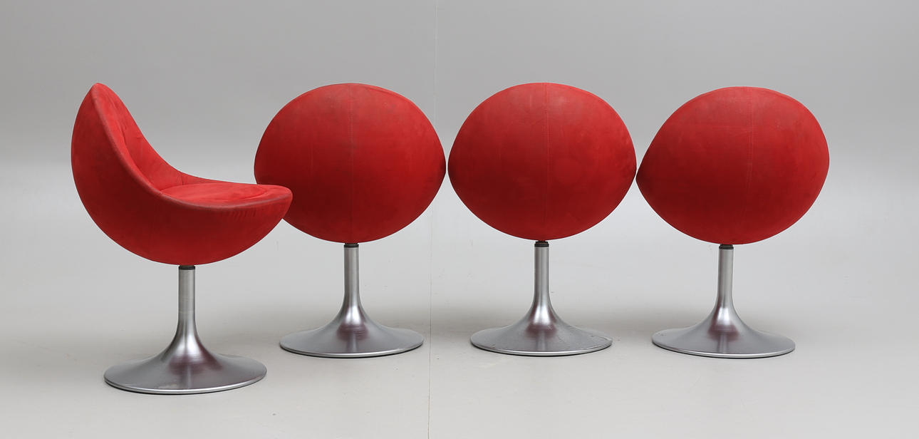 SNURRSTOLAR, 4 stycken, 1900-talets mitt.